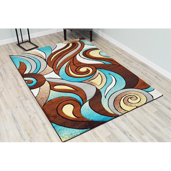 Ivy Bronx Mccampbell Abstract Brown/Blue/Gray Area Rug & Reviews Wayfair